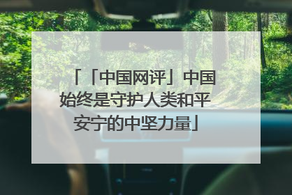 「中国网评」中国始终是守护人类和平安宁的中坚力量