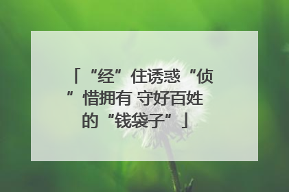 “经”住诱惑“侦”惜拥有 守好百姓的“钱袋子”
