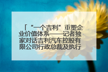 “一个吉利”重塑企业价值体系——记者独家对话吉利汽车控股有限公司行政总裁及执行董事桂生悦
