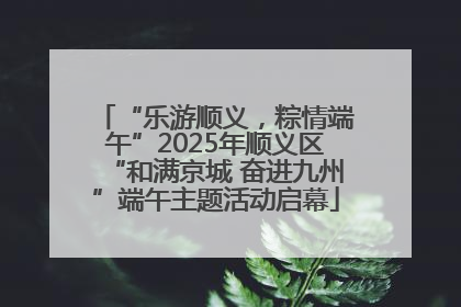 “乐游顺义，粽情端午”2025年顺义区“和满京城 奋进九州”端午主题活动启幕