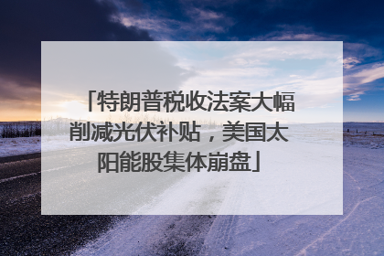 特朗普税收法案大幅削减光伏补贴，美国太阳能股集体崩盘