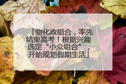 物化政组合，率先结束高考！根据兴趣选定“小众组合”，开始规划假期生活