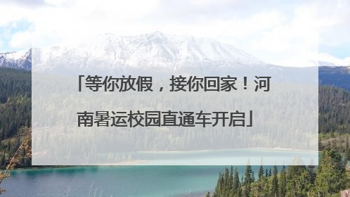 等你放假，接你回家！河南暑运校园直通车开启