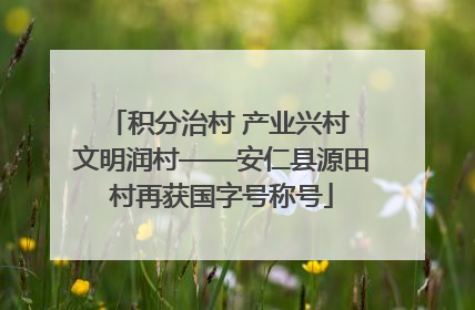 积分治村 产业兴村 文明润村——安仁县源田村再获国字号称号