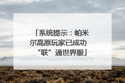 系统提示：帕米尔高原玩家已成功“联”通世界服