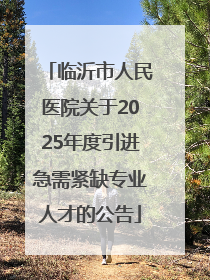 临沂市人民医院关于2025年度引进急需紧缺专业人才的公告