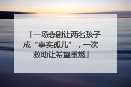 一场悲剧让两名孩子成“事实孤儿”，一次救助让希望重燃