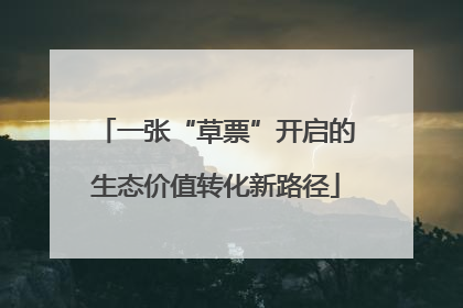 一张“草票”开启的生态价值转化新路径