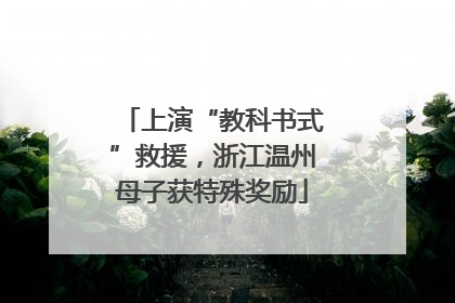 上演“教科书式”救援，浙江温州母子获特殊奖励