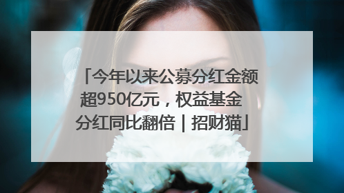 今年以来公募分红金额超950亿元，权益基金分红同比翻倍｜招财猫