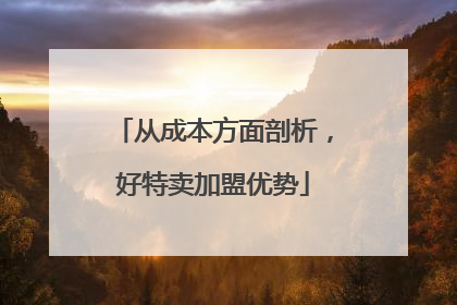 从成本方面剖析，好特卖加盟优势