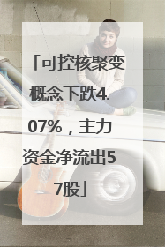可控核聚变概念下跌4.07%，主力资金净流出57股