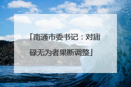 南通市委书记：对庸碌无为者果断调整