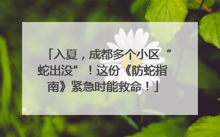 入夏，成都多个小区“蛇出没”！这份《防蛇指南》紧急时能救命！