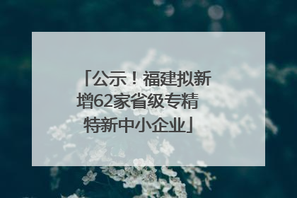 公示！福建拟新增62家省级专精特新中小企业