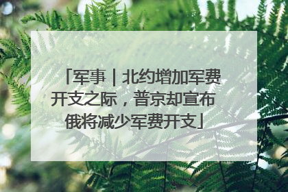 军事｜北约增加军费开支之际，普京却宣布俄将减少军费开支