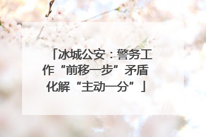 冰城公安：警务工作“前移一步”矛盾化解“主动一分”