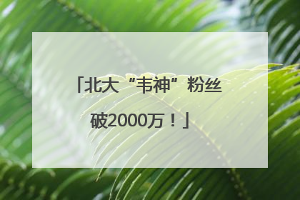 北大“韦神”粉丝破2000万！