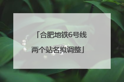 合肥地铁6号线两个站名拟调整
