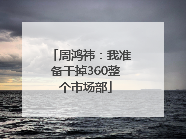 周鸿祎：我准备干掉360整个市场部