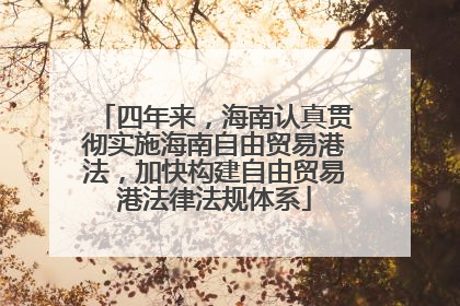 四年来，海南认真贯彻实施海南自由贸易港法，加快构建自由贸易港法律法规体系