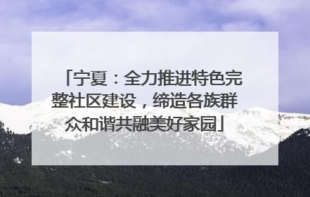 宁夏：全力推进特色完整社区建设，缔造各族群众和谐共融美好家园
