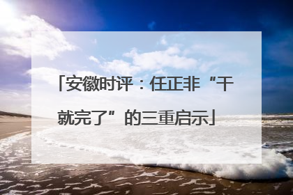 安徽时评：任正非“干就完了”的三重启示