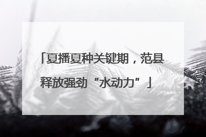 夏播夏种关键期，范县释放强劲“水动力”