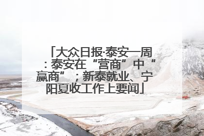 大众日报·泰安一周：泰安在“营商”中“赢商”；新泰就业、宁阳夏收工作上要闻