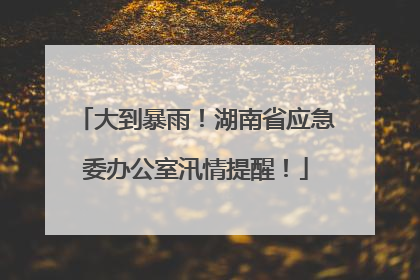 大到暴雨！湖南省应急委办公室汛情提醒！