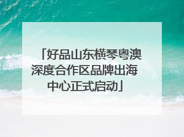 好品山东横琴粤澳深度合作区品牌出海中心正式启动