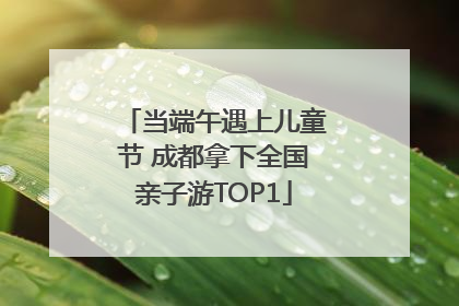 当端午遇上儿童节 成都拿下全国亲子游TOP1