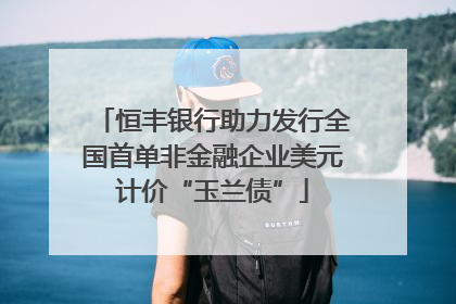 恒丰银行助力发行全国首单非金融企业美元计价“玉兰债”