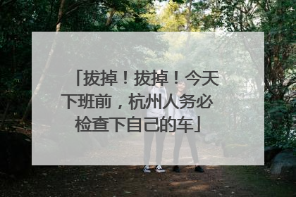 拔掉！拔掉！今天下班前，杭州人务必检查下自己的车
