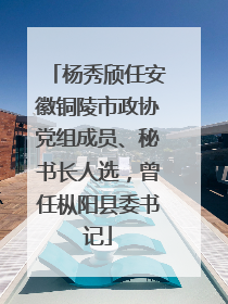 杨秀颀任安徽铜陵市政协党组成员、秘书长人选，曾任枞阳县委书记