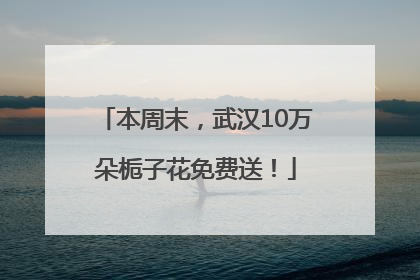 本周末，武汉10万朵栀子花免费送！