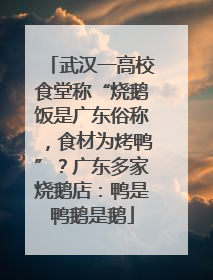 武汉一高校食堂称“烧鹅饭是广东俗称，食材为烤鸭”？广东多家烧鹅店：鸭是鸭鹅是鹅