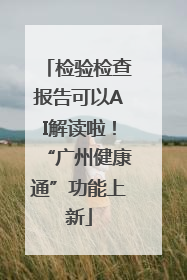 检验检查报告可以AI解读啦！“广州健康通”功能上新