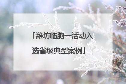 潍坊临朐一活动入选省级典型案例