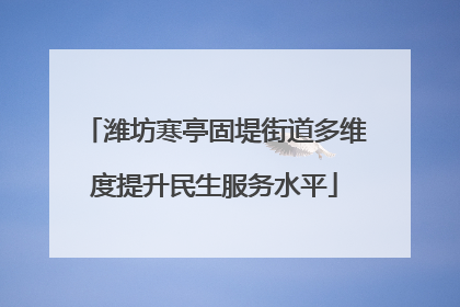 潍坊寒亭固堤街道多维度提升民生服务水平
