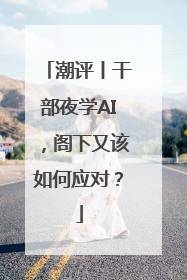 潮评丨干部夜学AI，阁下又该如何应对？