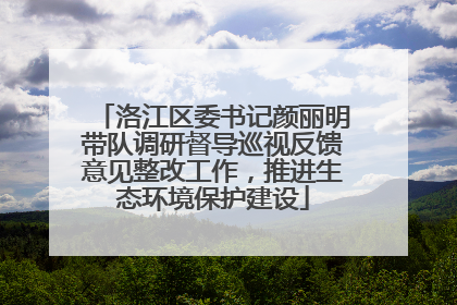 洛江区委书记颜丽明带队调研督导巡视反馈意见整改工作，推进生态环境保护建设