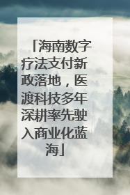 海南数字疗法支付新政落地，医渡科技多年深耕率先驶入商业化蓝海