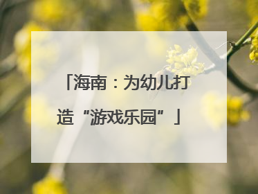 海南：为幼儿打造“游戏乐园”