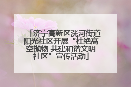 济宁高新区洸河街道阳光社区开展“杜绝高空抛物 共建和谐文明社区”宣传活动
