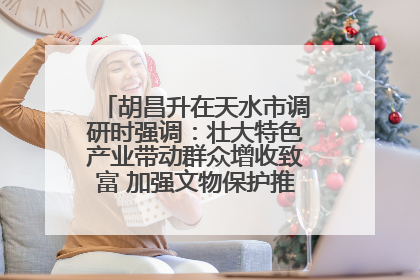 胡昌升在天水市调研时强调：壮大特色产业带动群众增收致富 加强文物保护推动文化创新发展