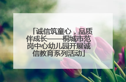 诚信筑童心，品质伴成长——桐城市范岗中心幼儿园开展诚信教育系列活动