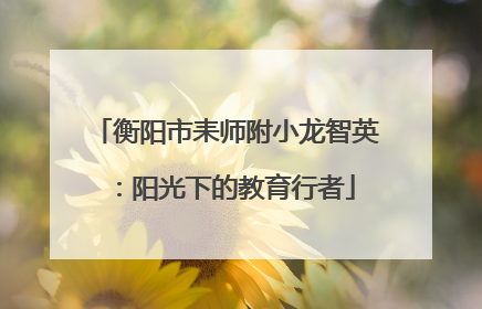 衡阳市耒师附小龙智英：阳光下的教育行者