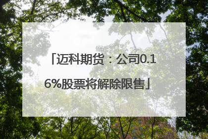 迈科期货：公司0.16%股票将解除限售