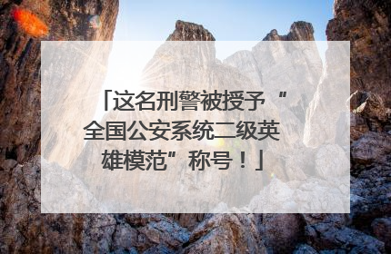 这名刑警被授予“全国公安系统二级英雄模范”称号！